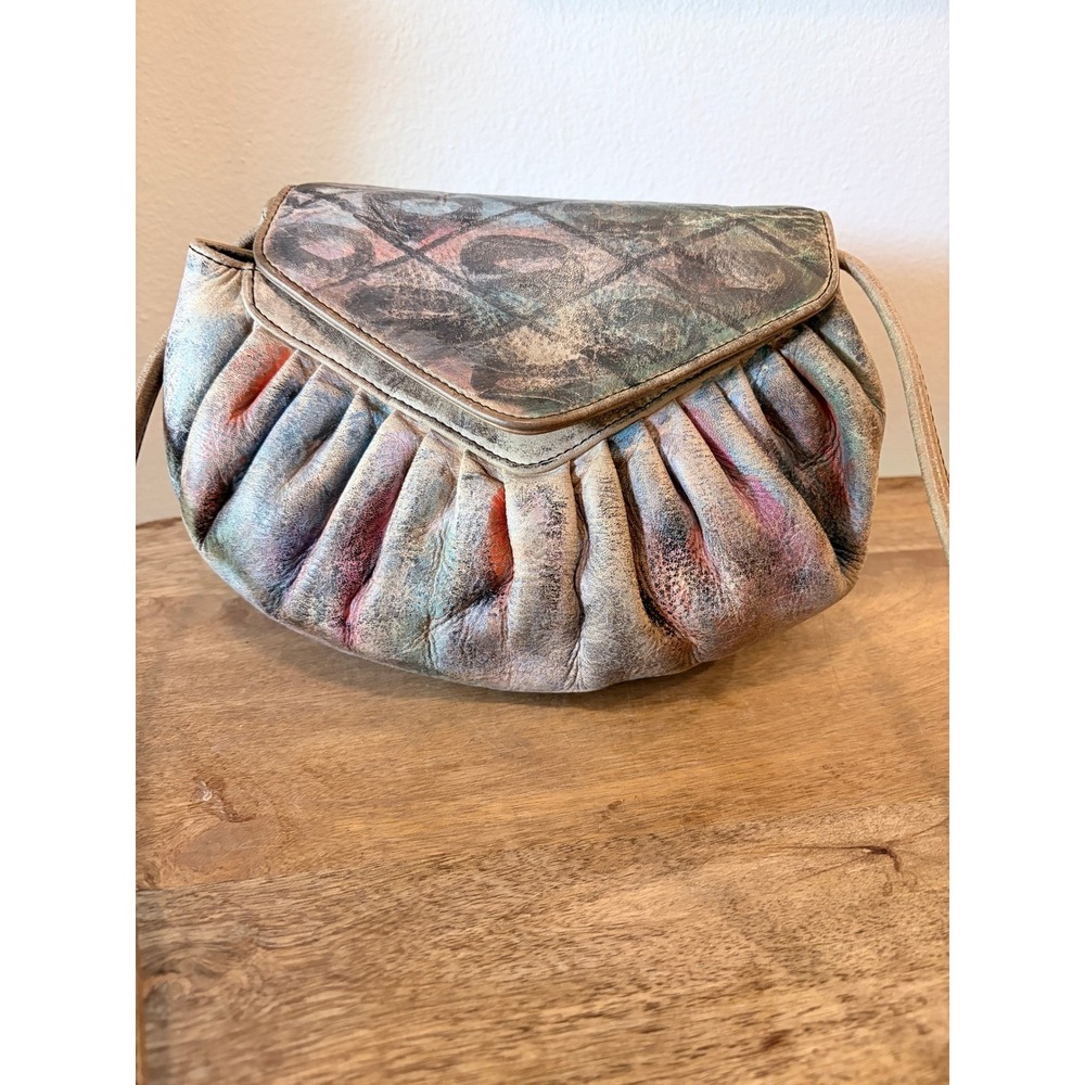 Jane Yoo Vintage Hand Painted Leather Bag Bundle 2pc Abstract Wearable Art 90s - Picture 5 of 16